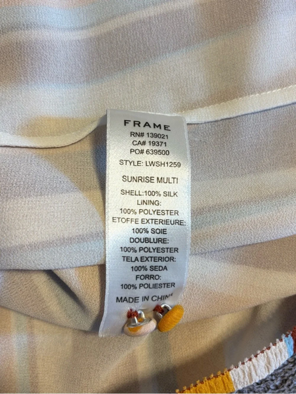 Frame Silk Striped Sleeveless Top Sunrise Multicolor Size S Flowy Lightweight - Picture 8 of 8